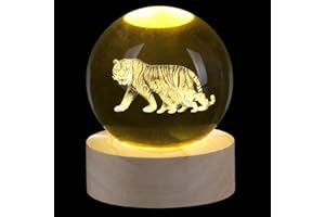 Sahoottie 60mm 3D Tigers Crystal Ball Glass Paperweight Tiger Gift for Women,Men Animal Glass Ball Ornaments Decorations