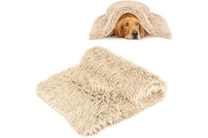 CHMMY Moelleuses Peluche Couvertures pour Chiens Chat Tapis Double Face Lavable Doux et Chauds Comfortable Housse Animaux de Compagnie Chien Canapé-lit (Beige L:75 * 100 cm)