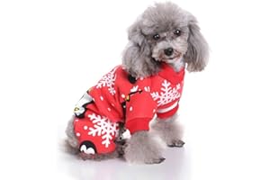 POPETPOP Christmas Small Dogs Costumes - Dog Pajamas Christmas Clothes Pet Cat Puppy Cute Jumpsuit Dog Onesie - Size L