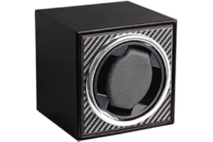 PxIn Automatic Watch Winder with Soft Flexible Watch Pillow AC Adapter Quiet Motor 2 Rotation Modes 1 Slot (Carbon Fiber)