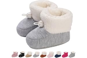 MONSTOYO Chaussures Premier Pas Bébé Garçon Fille Chaussons Chaud Fourrés Hiver Chaussettes Polaire Antidérapant Enfant Bottes de Neige Semelle Souple Bottines Naissance Bottillons 0-18 Mois