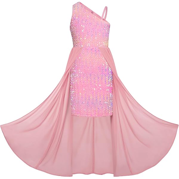 Robe De Princesse épaule Nue Pour Fille 6-16 Ans - Longueur Cheville, Mousseline - Pour Mariage, Cérémonie, Bal - 8
