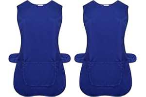 a2z workwear Pack of 2 Ladies Womens Tabards Kitchen Cleaning Chef Overall Catering Tabard Apron with Pocket Side Button Fastening Same Colour Piping