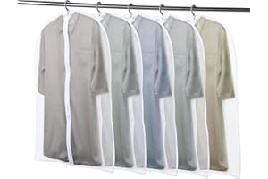 WINDFROMORT Worki na ubrania – pokrowce na ubrania, 5 sztuk, z zamkiem błyskawicznym, materiał EVA, wodoodporne i oddychające, chronią ubrania przed kurzem, molami i wilgocią, idealne do garniturów (60 x 100 cm)