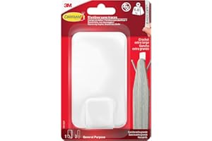 Command Crochet Utilitaire XL pour poids lourds – 1 Crochet en blanc et 3 bandes adhésives pour intérieur et autres articles jusqu'à 6,8 kg – Pas de clous, pas de trous, pas de perçage