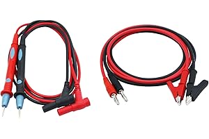 LONGWEI Multimeter Test Leads 1 Pair 15A Banana Plug to Alligator Clip Test Cable and 1 Pair Probe Test Lead for Multimeter 0.8M 4mm Heavy Duty Multimeter Leads