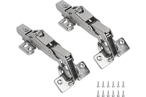 Luabue 2Pcs 165 Degree Cabinet Hinges Soft Close Kitchen Cupboard Doors Hinges Face Frame Hinge Plates Folding Mute Cabinet Hinges with Screws for Floded Corner Cabinet Wardrobe Full Overlay
