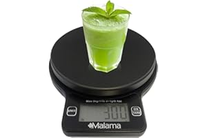 MALAMA & MAPLE LEAF DESIGN Malama Digital Kitchen Scale, Food Scale, High Precision, Multifunctional with 0.1oz/1g Increment, 11lb/5kg Capacity, Unit convert, LCD Display, Tare Function, Black (Batteries Included)
