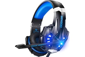Bengoo G9000 Stereo Gaming Headset for PS5 PS4, PC, Xbox One Controller, Noise Cancelling Over Ear Headphones with Mic, LED Light, Bass Surround, Soft Memory Earmuffs for Laptop Mac Nintendo PS3