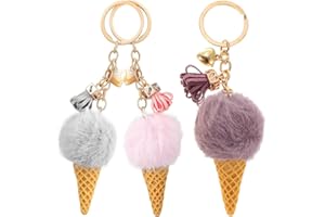 GALPADA 3 Stück Plüsch-Eis-Schlüsselanhänger Eistüte Schlüsselanhänger Autoschlüsselhalter Kuchen-Dessert-Modell Anhänger-Anhänger Mit Quaste Für Handtasche Rucksack Kinderparty Geschenk