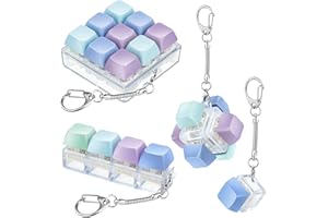 CUNEGRA 4 Pcs Keyboard Fidget Toy, Multi-Color Fidget Keyring, Funny Stress Relief Toys for Kids Adults to Relief Stress Pass The Time Decompression Gift for Boys Girls