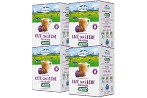 Central Lechera Asturiana Cápsulas de Café con Leche Desnatada Sin Lactosa, 4 x 16 cápsulas