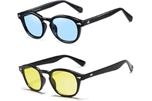 SHEEN KELLY Gafas de sol redondas vintage para mujeres y hombres, estilo Johnny Depp, coloridas, ovaladas, transparentes, tintadas, pirata, capitán