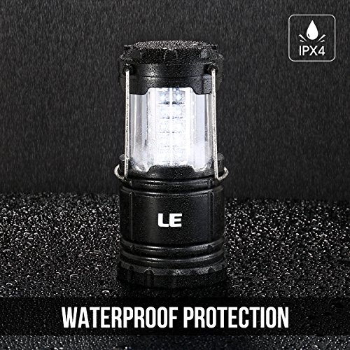 LE Camping Laterne zusammenklappbar 30 LEDs Batteriebetrieb Wasserdicht Außenleuchte für Wandern Camping Notfall Ausfälle Nachtlicht tragbare Gartenlaterne LED Camping Beleuchtung schwarz (2 er) - 2