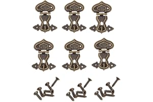CIRCE-EU Lot de 6 fermoirs à loquet - En forme de cœur - En bronze antique - Avec vis - Style rétro - Pour tiroir, meuble de rangement, boîte à bijoux, coffre - 63 x 47 mm