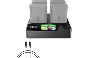 Toprig BC02 4-kanałowa ładowarka do aparatu NP-FZ100, szybkie ładowanie USB-C PD 60 W, wyświetlacz LCD, przenośna konstrukcja, kompatybilna z baterią Sony NP-FZ100