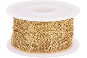 PH PandaHall 10m Chaînes en acier inoxydable 304, Chainette pour Bijoux Or Chaîne de bijoux Chaîne de câble en métal Chaîne de collier pour DIY Créatifs Pendentifs Colliers Bracelets Bijoux