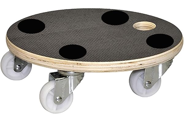 Home It® Växtroller 30 cm rund – träutseende, 150 kg lastkraft, 4 hjul (2 med broms), hållbart material
