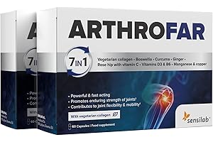Boswellia serrata gélules - Glucosamine Chondroïtine, Curcuma, Collagene Ovomet, Vitamine C, Extrait de Gingembre, Articulations Douloureuses Arthrose, ArthroFar, 120 géluless de Sensilab