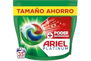 Ariel PODs Platinum, Detergente Líquido En Cápsulas + Poder Quitamanchas Cápsulas, 35 Lavados