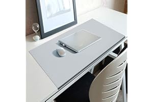 HANHAN Sous-main multifonctionnel pour bureau, souris, clavier, ordinateur portable, grand tapis de bureau avec protection des bords antidérapant, tapis d'écriture lisse, tapis de jeu 90 x 40 cm, gris