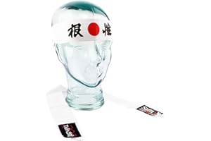 SHIHAN HACHIMAKI,KANJOU (Will Power) New Takashi KENDO Tenugui Samurai 200cm (Hachimaki -Cotton Ninja Shinobi HeadBand For Men/Women/Children