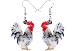 DOWAY Acrylic Charm Cute Chicken Earrings Drop Dangle Hen Rooster Jewelry for Women Girls Funny Chicken Gifts (White)
