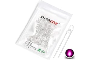 Chanzon 100 pcs 3mm Pink LED Diode Lights (Clear Round Transparent DC 3V 20mA) Bright Lighting Bulb Lamps Electronics Components Light Emitting Diodes