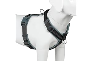 Plutus Pet No Pull Dog Harness, Adjustable Nylon Harness with Soft Padding, Reflective and Heavy Duty Dog Harness for Small, Medium, Large Dogs(Black, M)