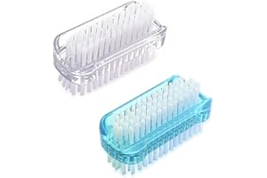 zoerbufan 2 Piezas Cepillo Uñas Manos de Doble Cara, Handle Grip Nail Brush, Nail Brush para Limpieza de Dedos y Uñas Manicura de Fregado(Transparente y Azul)