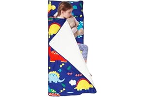 ZEJEXXB Dinosaur Kids Sleeping Bag with Pillow Mat and Blanket 115 * 47 cm for Toddlers Girls Boys Students All In One Sleepover Comfortable Nap Mat for Travel Nursery Daycare Camping Essentials