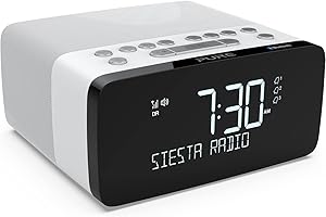 Pure Siesta Charge Bluetooth radiobudzik cyfrowy z podkładką ładującą (DAB/DAB+, cyfrowy i FM, Bluetooth, USB, bezprzewodowa stacja ładująca do telefonu komórkowego, 40 miejsc pamięci stacji, AUX,