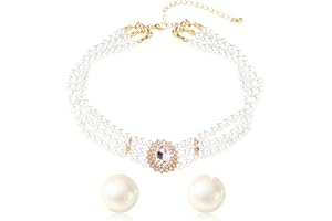 Roaring Good Time Royal Pearl Beaded Choker Fancy Dress for Women Vintage Pearl Choker for Women Girls Bead Choker Prom Wedding Bridal Shower Costume Outfit