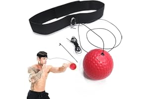 DEEDPF Balle réflexe de Boxe, Balle d'entraînement de Boxe, Bandeau réglable, idéal pour Les réflexes, la précision du chronométrage, la Mise au Point et la Coordination œil-Main pour la Boxe