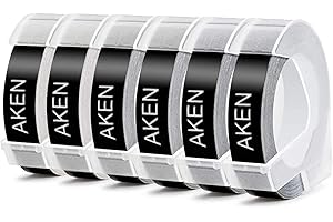 Aken compatibile con 3D Nastro Etichette a Rilievo 9mm in sostituzione di Etichette Adesive a Rilievo in Vinile per Junior Omega Etichettatrici, S0847750 Bianca su Nero