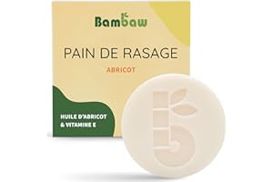 Bambaw | Pain de rasage per donne | 80g | Savon de Rasage Solide à l'Huile d'Abricot & Vitamine E | Savon Rasage Tous Types de Peau | Savon Artisanal & Vegan | Parfum Abricot