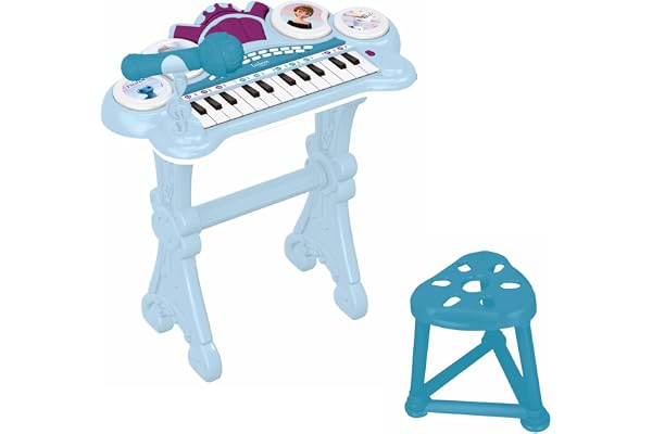 Lexibook, La Reine des Neiges, Clavier électronique avec siège, Microphone, Lecteur MP3, Effets sonores, mélodies de démonstration, Bleu/Violet, K707FZ