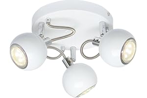 UKEW Modern 3 Way Ceiling Light - White GU10 LED Spotlight with Adjustable Round Ball Heads - Light Fixture for Bedroom Kitchen Restaurants
