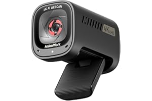 Anker Work C310 Webcam, 4K 12 MP, 1080p@60FPS HDR, foco automatico AI, fotogramma intelligente, microfono con cancellazione rumore AI, copertura dati e FOV regolabile