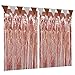 Produktbild aovowog 2 Stück Folie Vorhänge Lametta 3.3ft x 8.3ft Rose Gold Metallic Tinsel Vorhänge und 1 x Roségold Flagge Wimpelkette Banner für Geburtstag Hochzeit Party Dekorationen