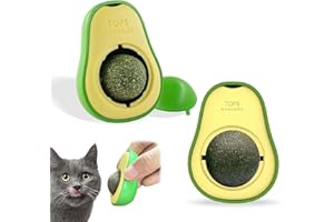 UIEXAY 2 PCS Palline di Erba Gatta Commestibili, Avocado Catnip Ball Girevole da Parete, Giocattolo Interattivo per Gatti Giocattolo da Masticare per Gatti per Gatti per Pulire Denti E intestino Sano