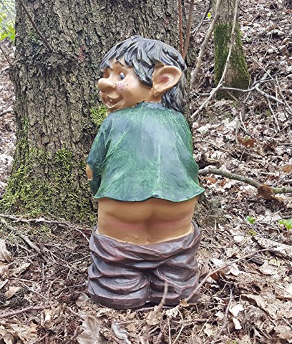 Gartenfigur Gnom Fidi mit nacktem Mors Gartendeko Gnomi Dekofigur Höhe 32 cm NEU - 3