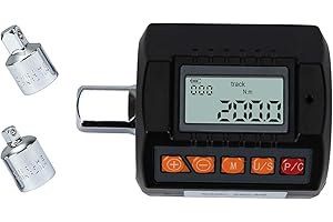 Beslands Llave dinamométrica digital adaptador 1/2” unidad, Torque 6-200N.m medidor de torsión ajustable, incluye adaptadores para 3/8” y 1/4”, con LED y Alerta Zumbador