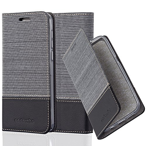Honor 6 HÃ¼lle in GRAU SCHWARZ von Cadorabo - HandyhÃ¼lle im Stoff Design mit Magnetverschluss Standfunktion Kartenfach Case Cover SchutzhÃ¼lle Etui Tasche Book Klapp Style