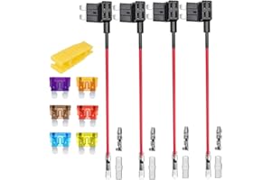 Gebildet 4 Stück 12V-24V Standard ATC Autosicherungen Stromdieb, Mittel Größe Stecksicherung Verteiler Flachsicherungs mit 6 Stücke Sicherung (3A/5A/7.5A/10A/15A/20A)