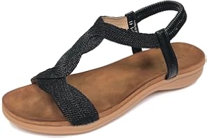 UMore Jeans Flat Sandal, Sandalias Punta Cerrada Mujer Sandalias Planas de Verano para Mujer Tanga Bohemia