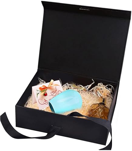 Boîte Cadeau Avec Couvercle - 45x35x20cm - Coffret Carton Avec Fermeture Magnétique - Idéal Pour Anniversaire, Mariage, Noël, Naissance - Emballage En Gris Pour Présent - Pack De 1