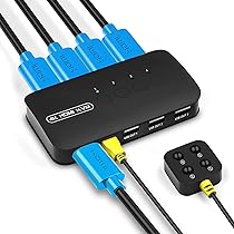Hama KVM Switch 4 Porte HDMI Per 2 PC – Condividi Mouse, Tastiera, Stampante E Hard Disk Tra Computer
