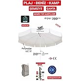 Dogant R&uuml;zgar 200 cm Plaj Balkon Kamp Şemsiyesi, Taşıma &Ccedil;antası ve Metal Kazık Seti, Bej