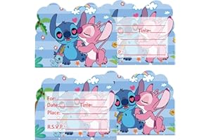 SFODTN Invitations Cards,30PCS Stiitch Kids' Party Invitations Birthday Invites Kids Theme Party Invitations Birthday Cards Birthday Party Supplies for Children's Birthday Decorations